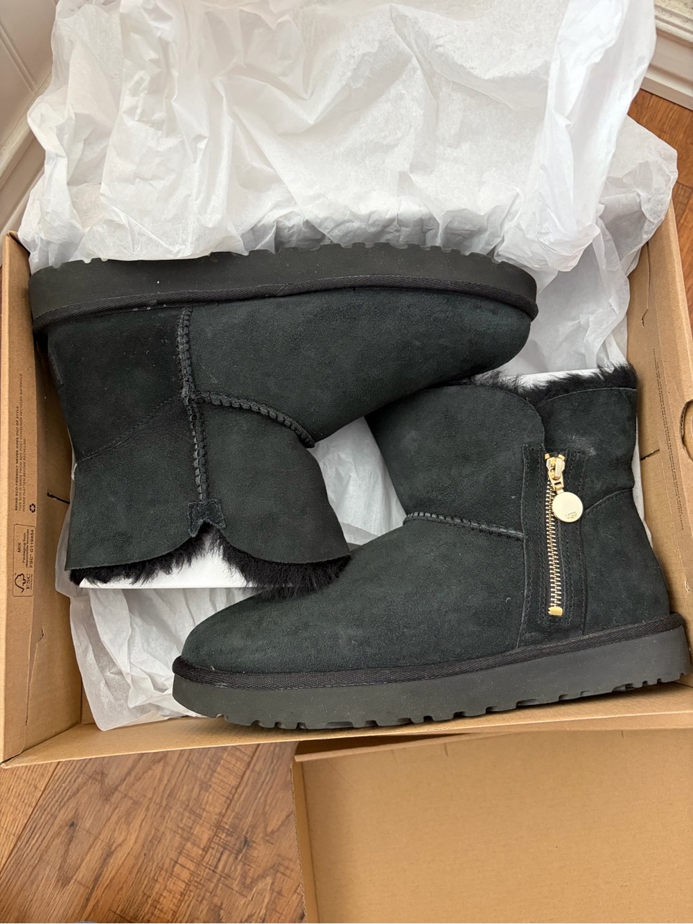 UGG Women’s Black Suede Ankle Boot with Side Zip
